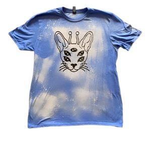 Bleach Dyed Alien Cat Short Sleeve T-Shirt